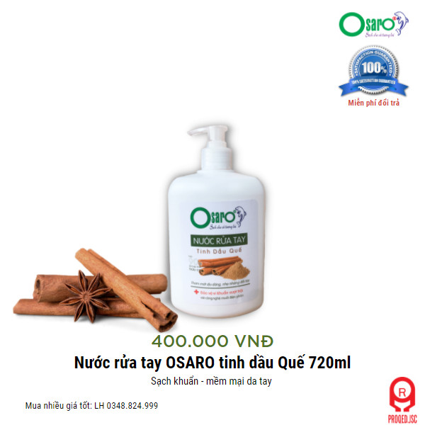 Nước rửa tay OSARO tinh dầu Quế 720ml