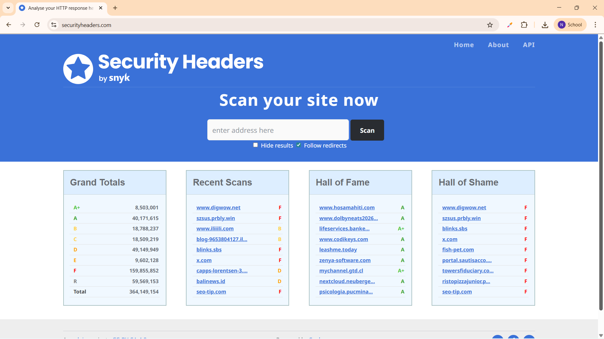 Các thành phần chính trên SecurityHeaders.com