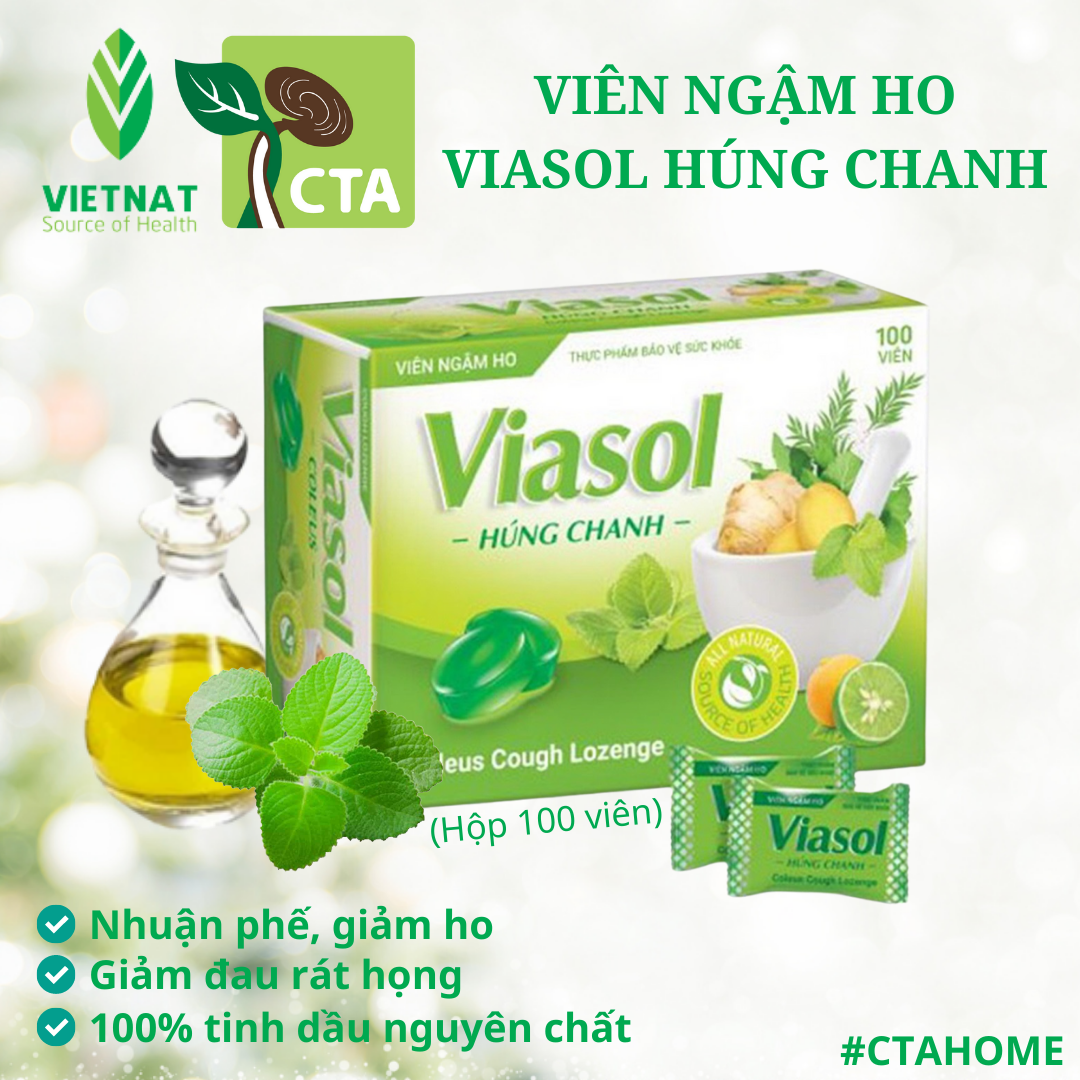 Viên Ngậm Viasol Chanh - Hộp 100 viên