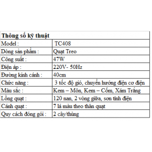 Quạt Điện Treo YanFan TC408