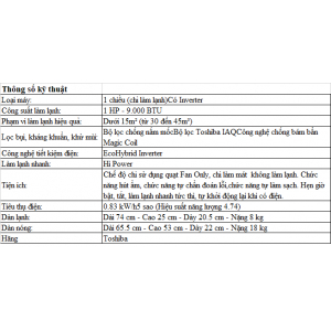 Máy Lạnh Toshiba Inverter 1 HP RAS-H10D2