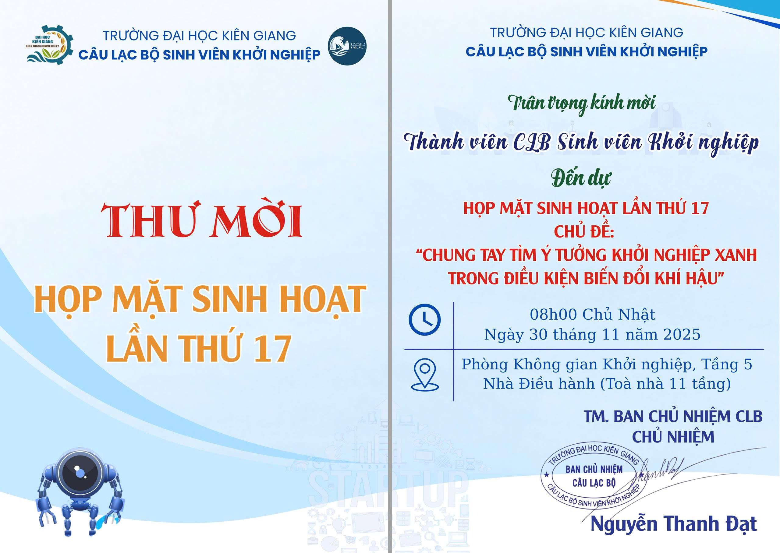 Thư Mời - Họp Mặt Sinh Hoạt Lần Thứ 17