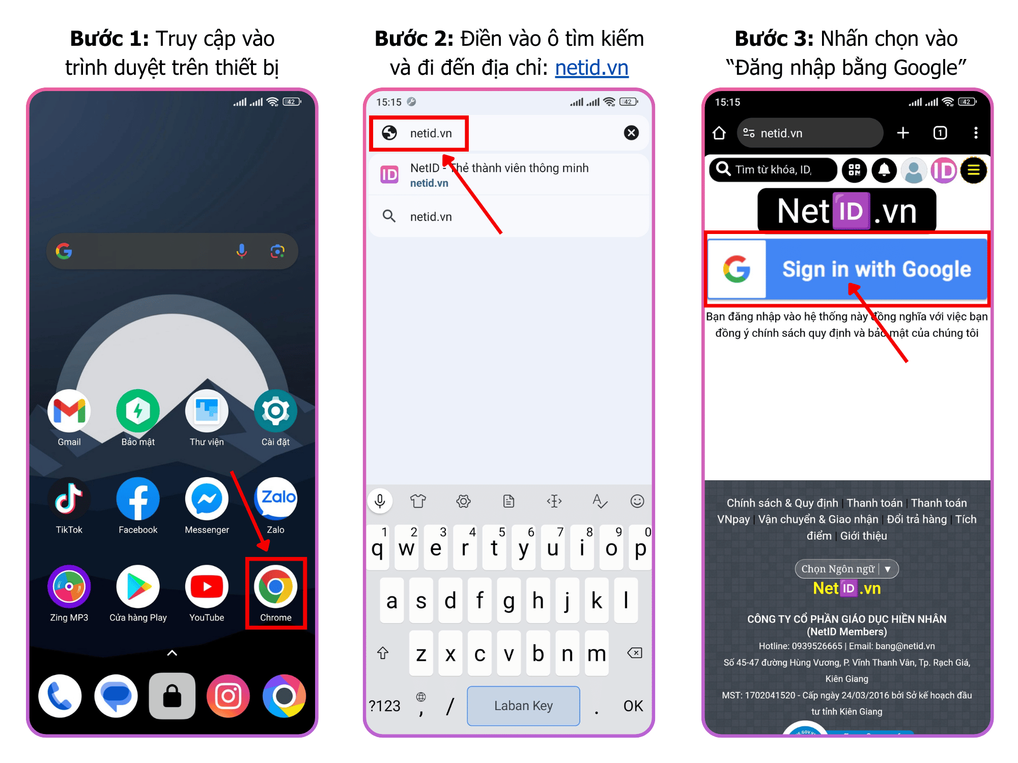 Bước 1: Truy cập trang NetID.vn