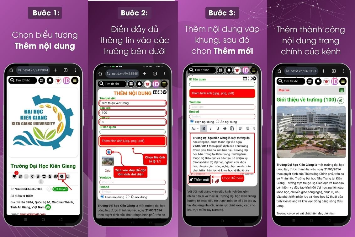 Cách thêm nội dung cho trang chính