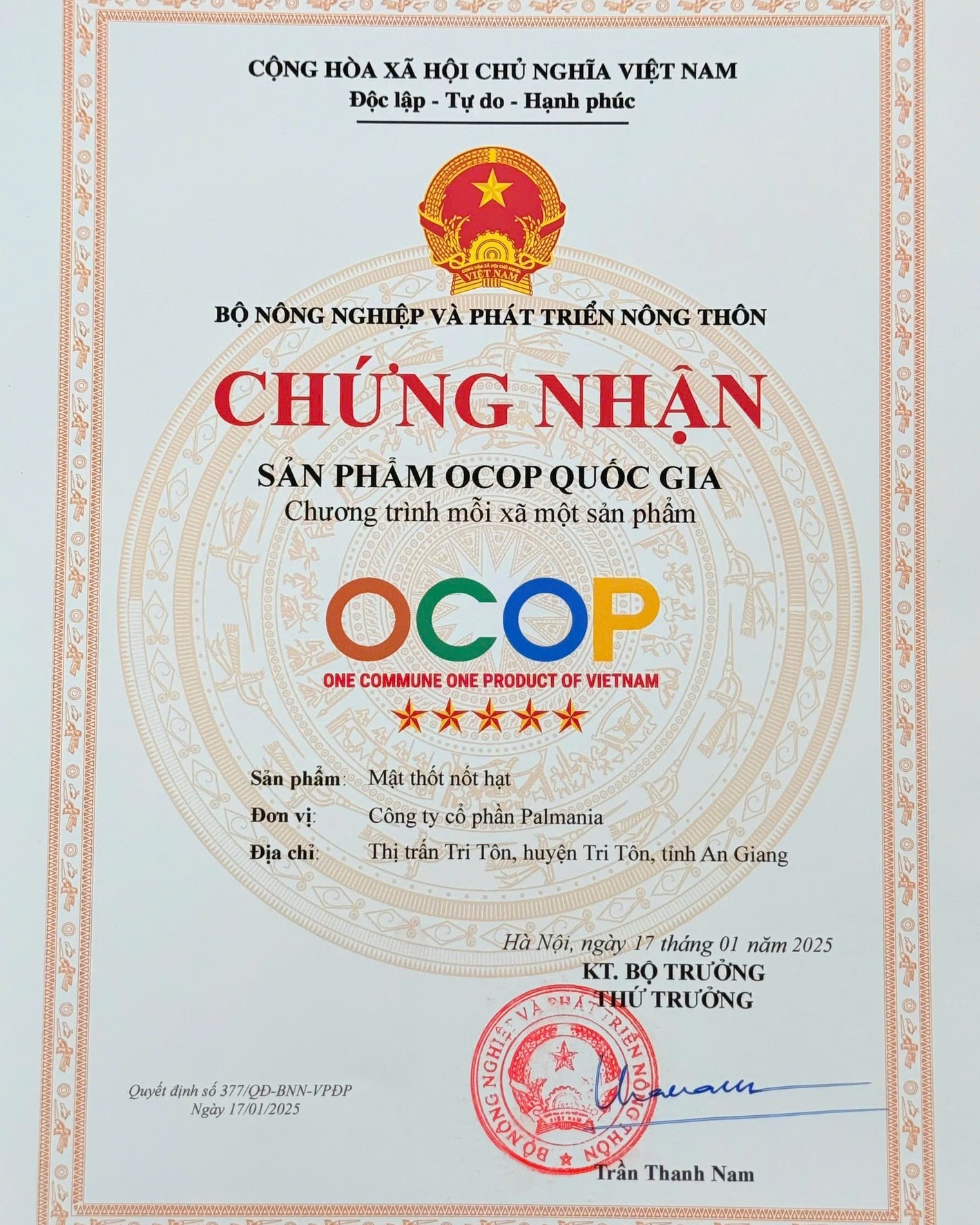 National 5-star OCOP | Palmyra Nectar Crystal
