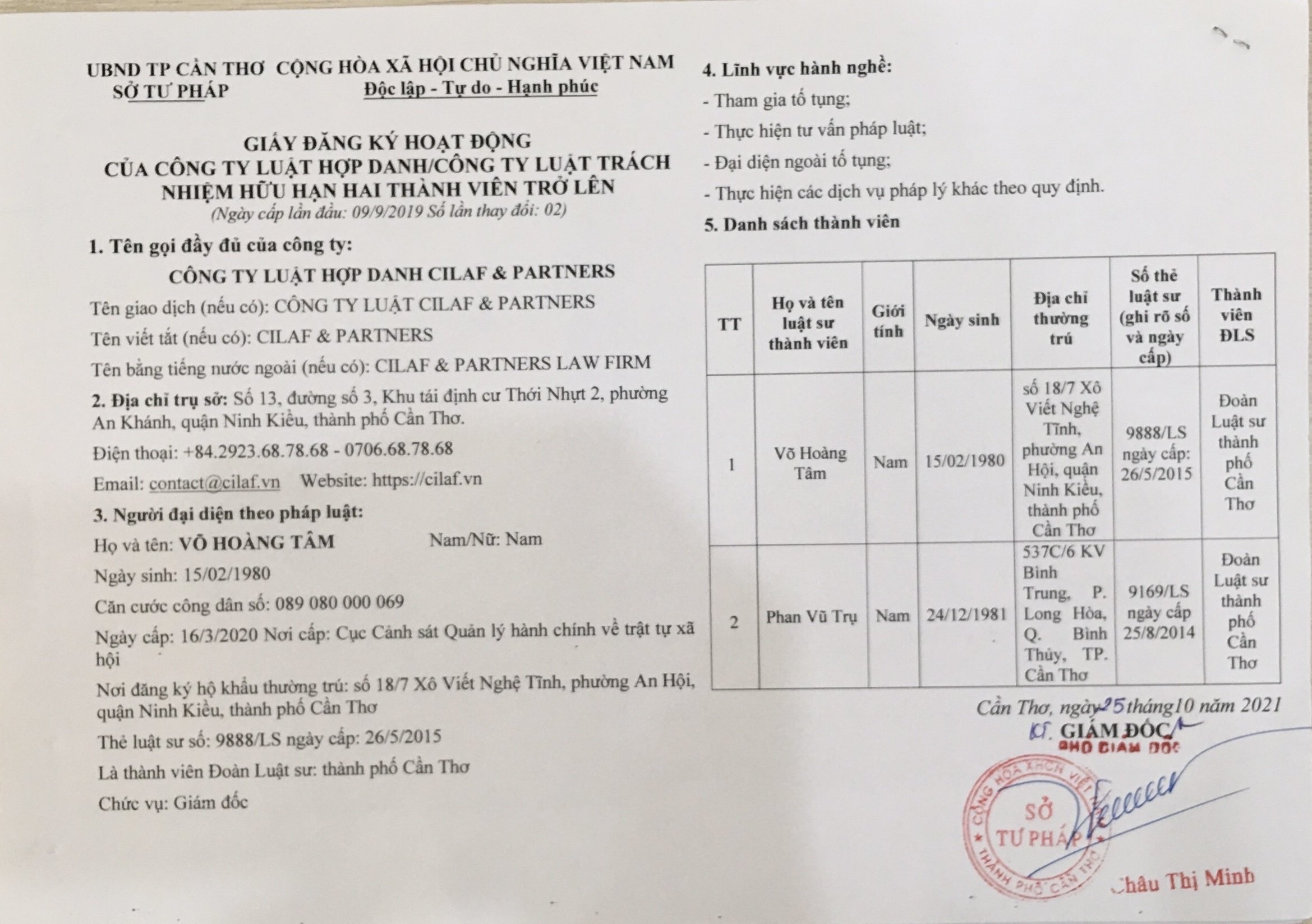 Giấy phép hoạt động