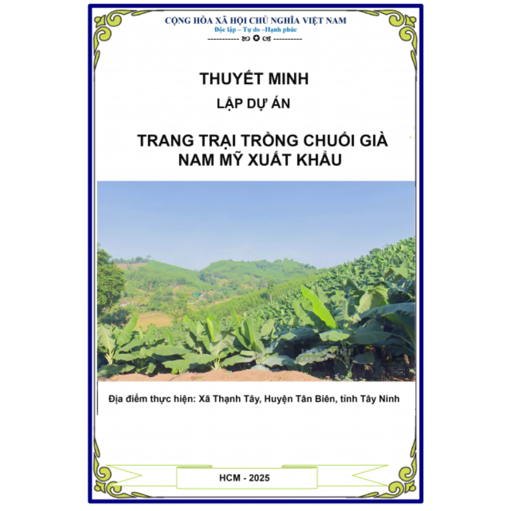 Thuyết Minh Lập Dự Án Trang Trại Trồng Chuối Già Nam Mỹ Xuất Khẩu