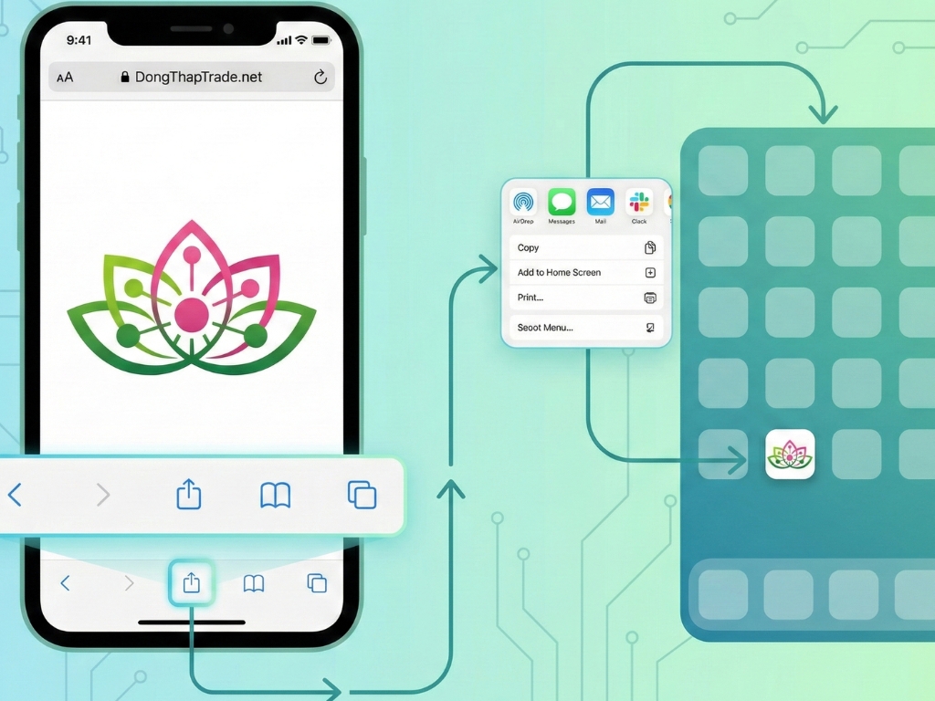 2. Trên iOS (iPhone – Trình duyệt Safari)