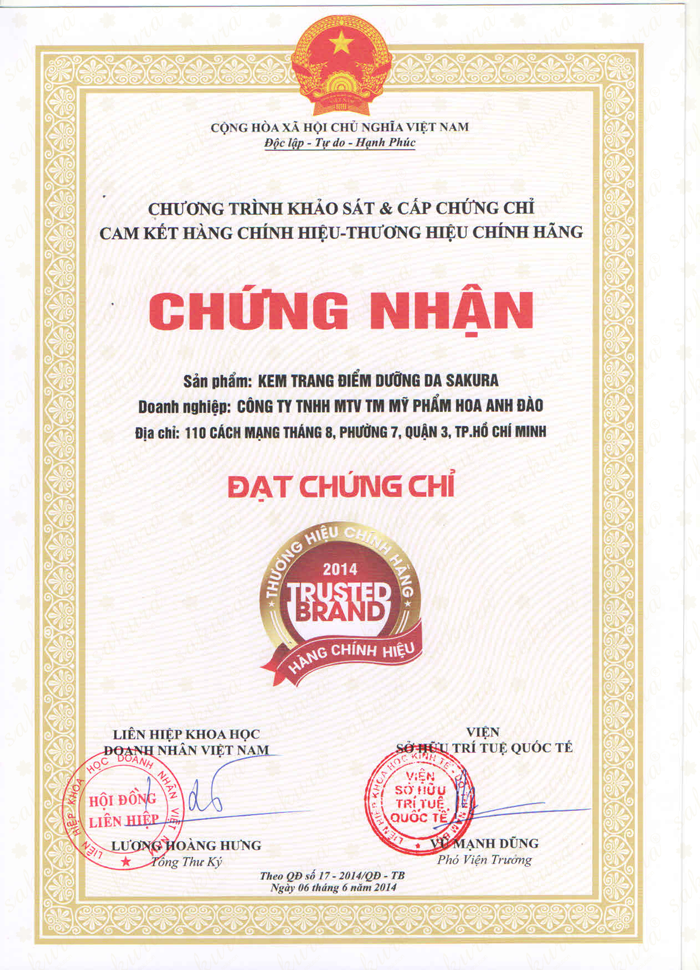 Giấy chứng nhận của công ty