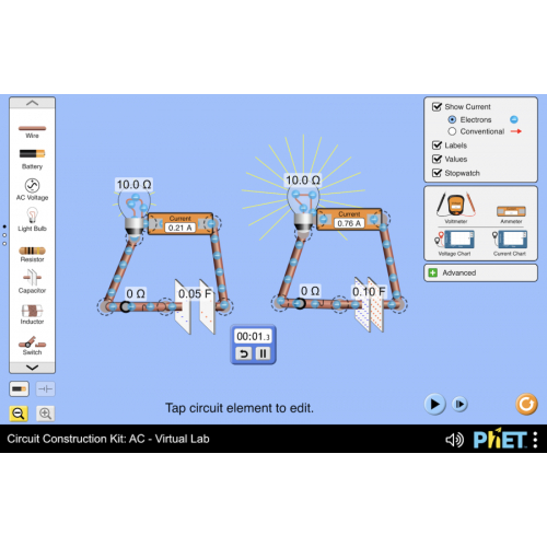 (Mô phỏng) Vật lý: Circuit Construction Kit: AC - Virtual Lab (Bộ công cụ xây dựng mạch: AC - Phòng thí nghiệm ảo)