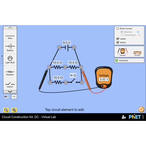 (Mô phỏng) Vật lý: Circuit Construction Kit: DC - Virtual Lab (Bộ công cụ xây dựng mạch: DC - Phòng thí nghiệm ảo)