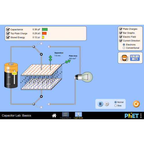 (Mô phỏng) Vật lý: Capacitor Lab: Basics (Phòng thí nghiệm tụ điện: Khái niệm cơ bản)