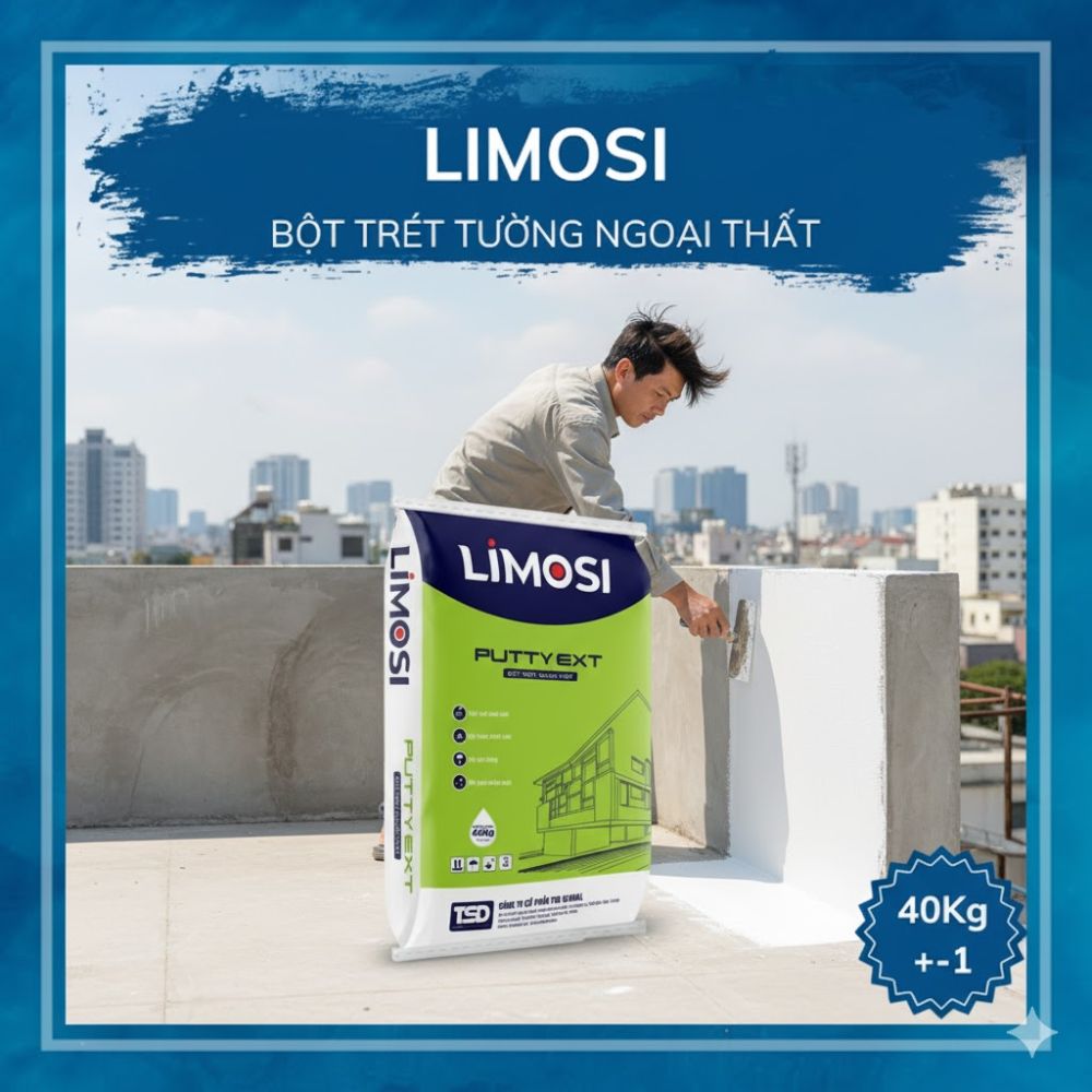 Giải Pháp Chống Rạn Nứt, Bong Tróc: Bột Trét Tường LIMOSI 40kg – Chọn 1 Lần, Bền Lâu!