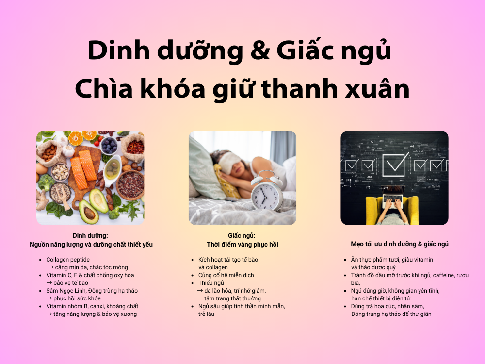II. Dinh dưỡng và giấc ngủ – Bí quyết vàng cho sức khỏe và vẻ đẹp bền lâu