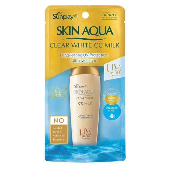 Sữa chống nắng dưỡng da tạo nền trắng mịn Sunplay Skin Aqua Clear White CC Milk SPF50+ PA++++