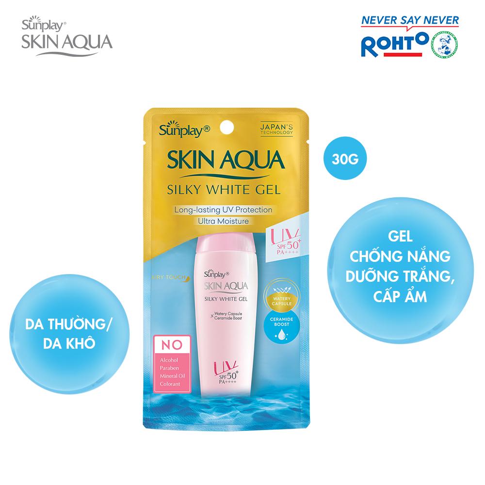 Gel chống nắng dưỡng da trắng mịn Sunplay Skin Aqua Silky White Gel SPF 50+/PA++++