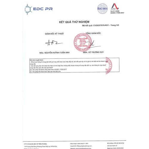 3. Phiếu kết quả thử nghiệm nước qua máy ion kiềm Limosi