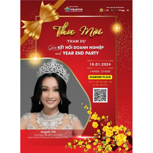 SNG GROUP - Chào mừng Hoa hậu hấp dẫn hành tinh Huỳnh Thi tham gia sự kiện Kết Nối Doanh Nghiệp & Year End Party