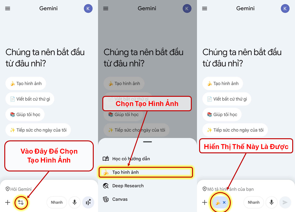 Bước 2: Chọn mục "Tạo hình ảnh" trên màn hình ứng dụng