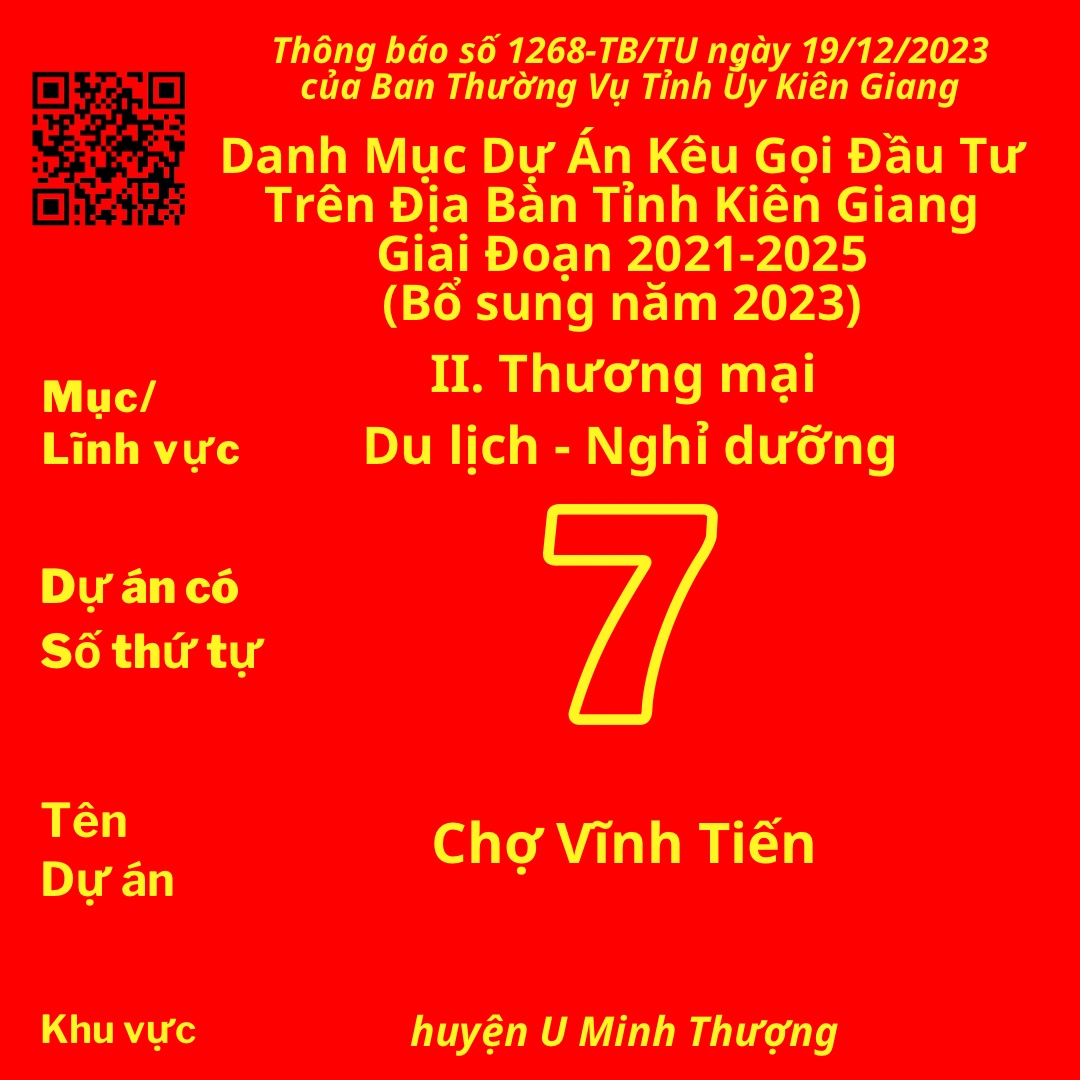 Dự án có Số TT 7: Chợ Vĩnh Tiến