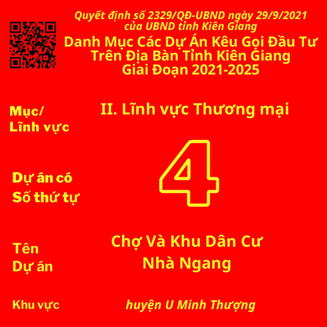 Dự Án Có Số TT 4: Chợ Và Khu Dân Cư Nhà Ngang