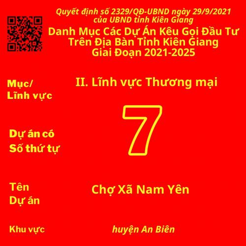 Dự Án Có Số TT 7: Chợ Xã Nam Yên