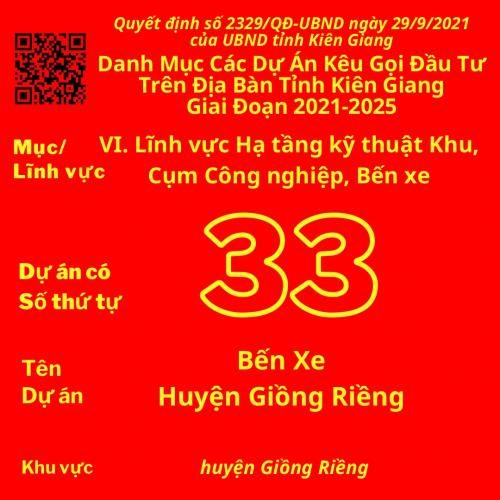 Dự Án Có Số TT 33: Bến Xe Huyện Giồng Riềng