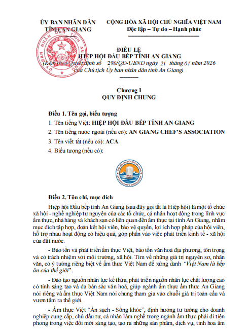 Điều lệ của Hiệp hội