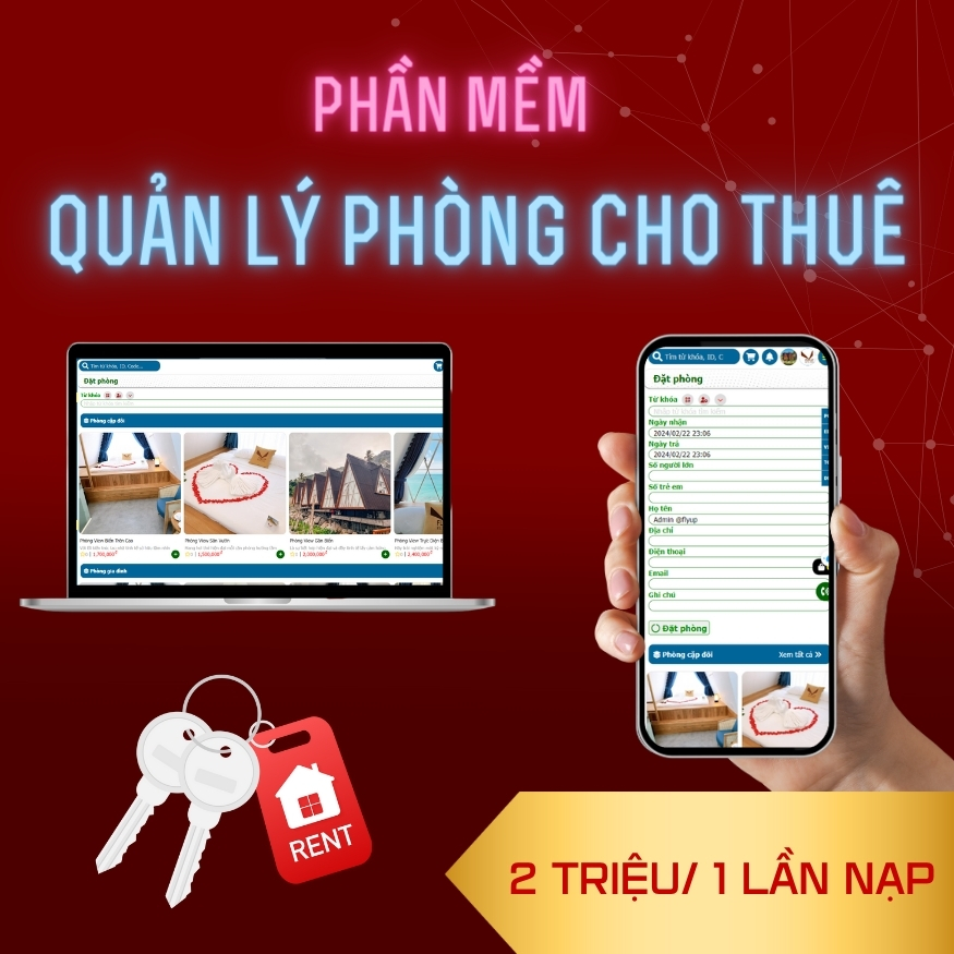 Bảng Giá Phần Mềm Quản Lý Phòng Cho Thuê - 18 Triệu/ Năm