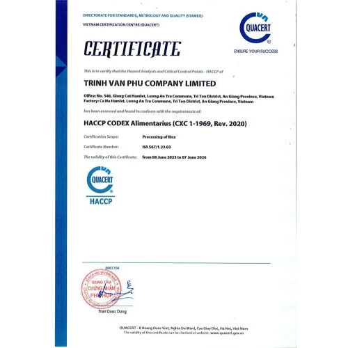 Các chứng nhận của RICE TVP