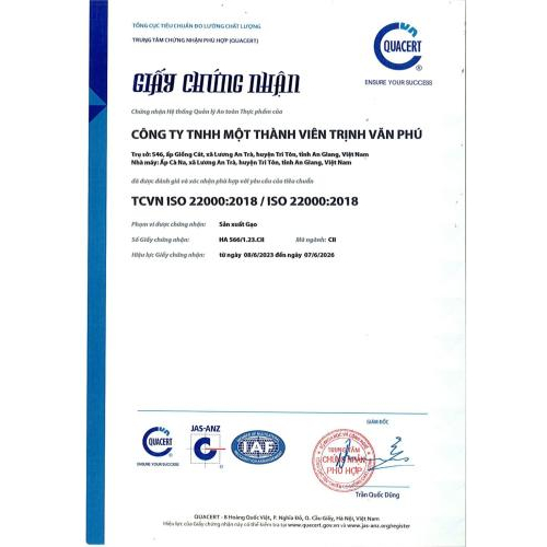 Các chứng nhận của RICE TVP