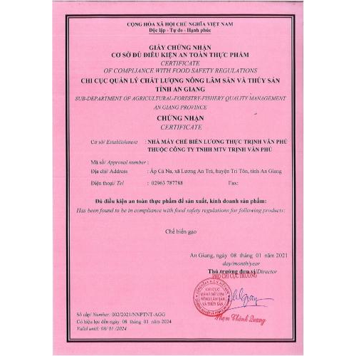 Các chứng nhận của RICE TVP
