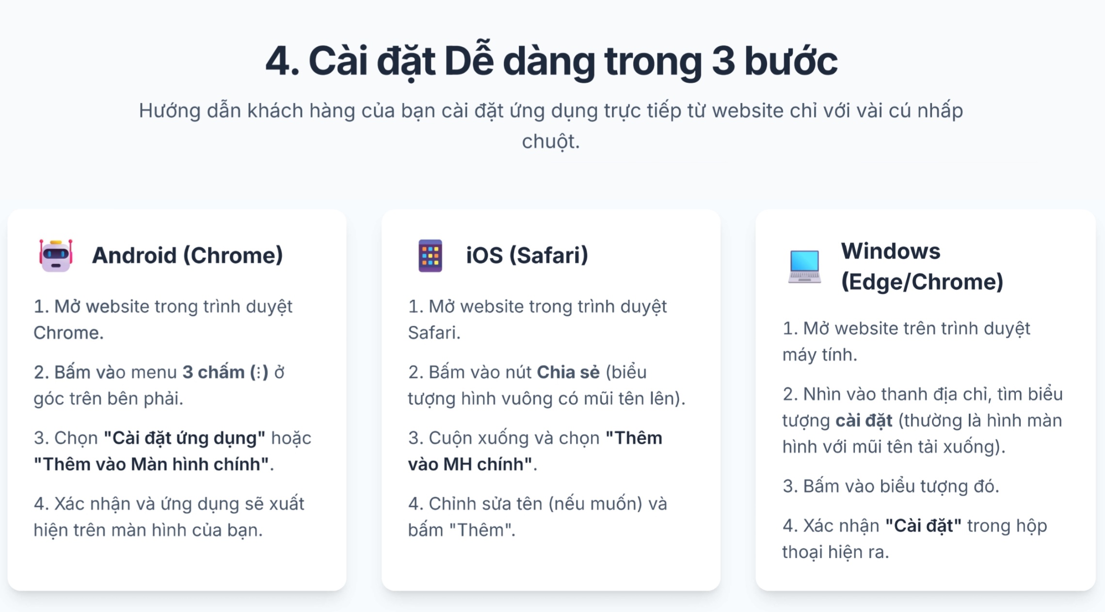 Cài đặt PWA chỉ trong vòng "1 nốt nhạc"