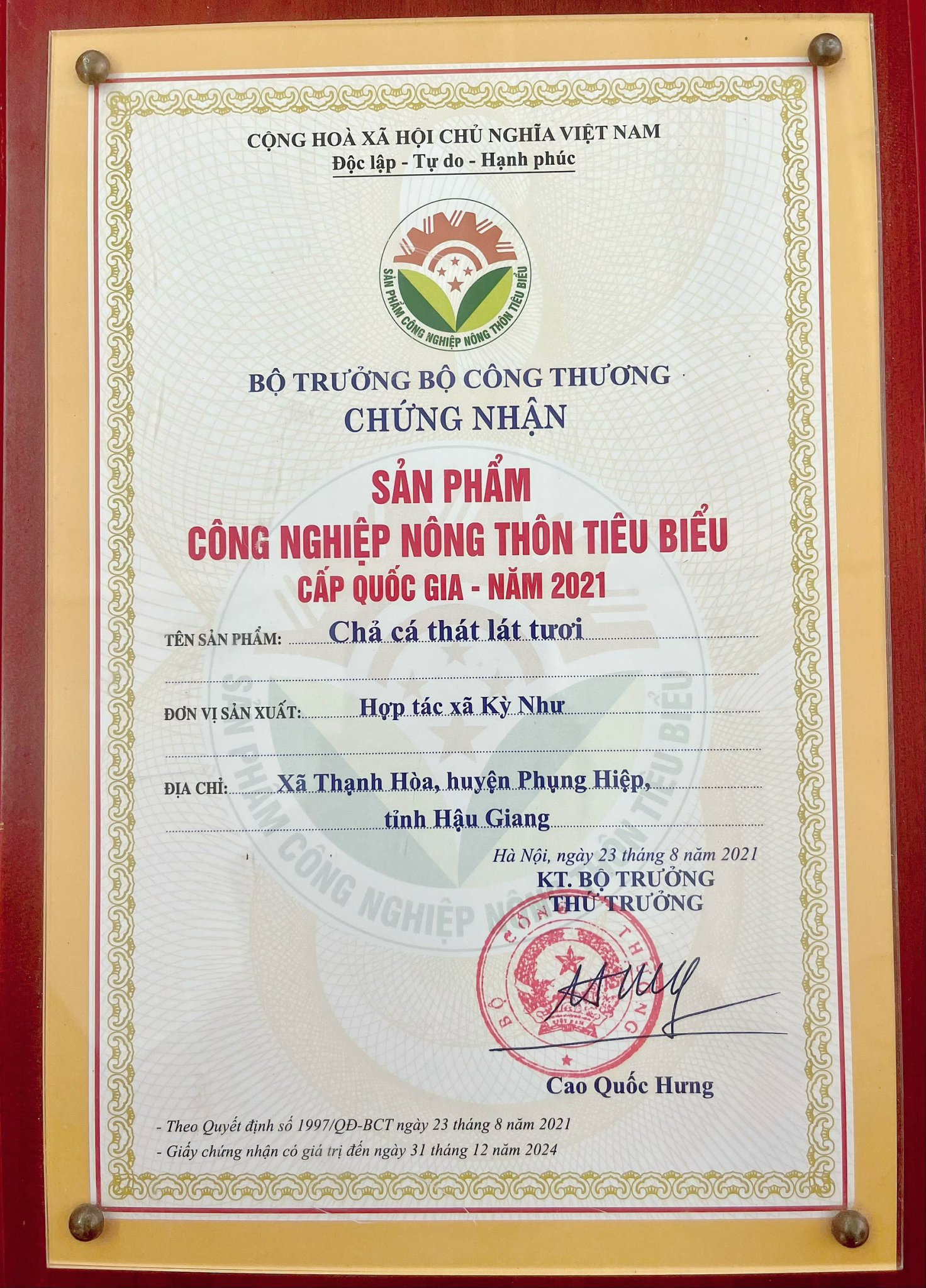 Chứng nhận Sản phẩm CNNT TB cấp Quốc gia năm 2021