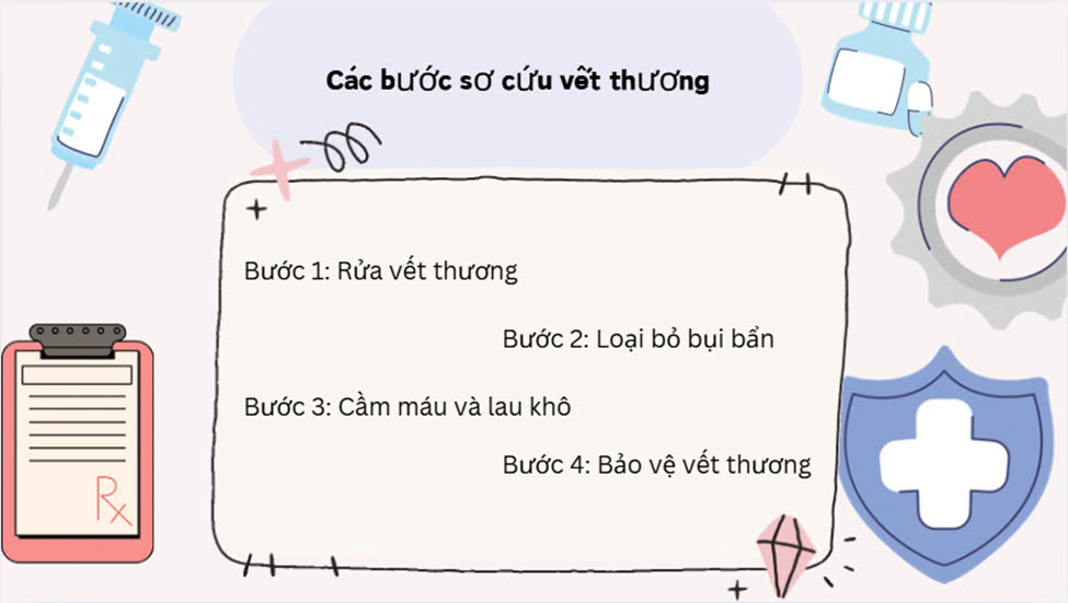 1. Các bước sơ cứu vết thương: