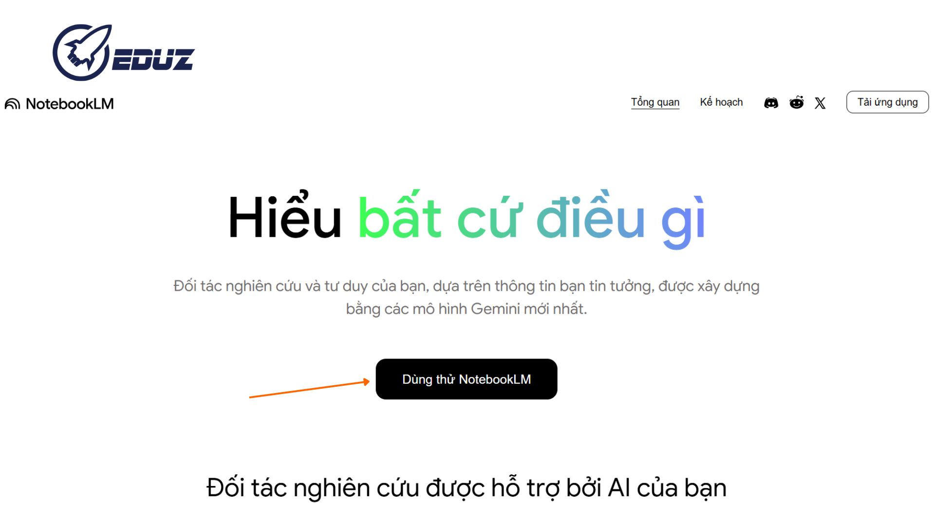 Bước 2:Tại giao diện chính, tôi nhấn vào mục “Dùng thử NotebookLM”, sau đó sẽ được chuyển qua giao diện đăng nhập bằng tài khoản Email của Google.