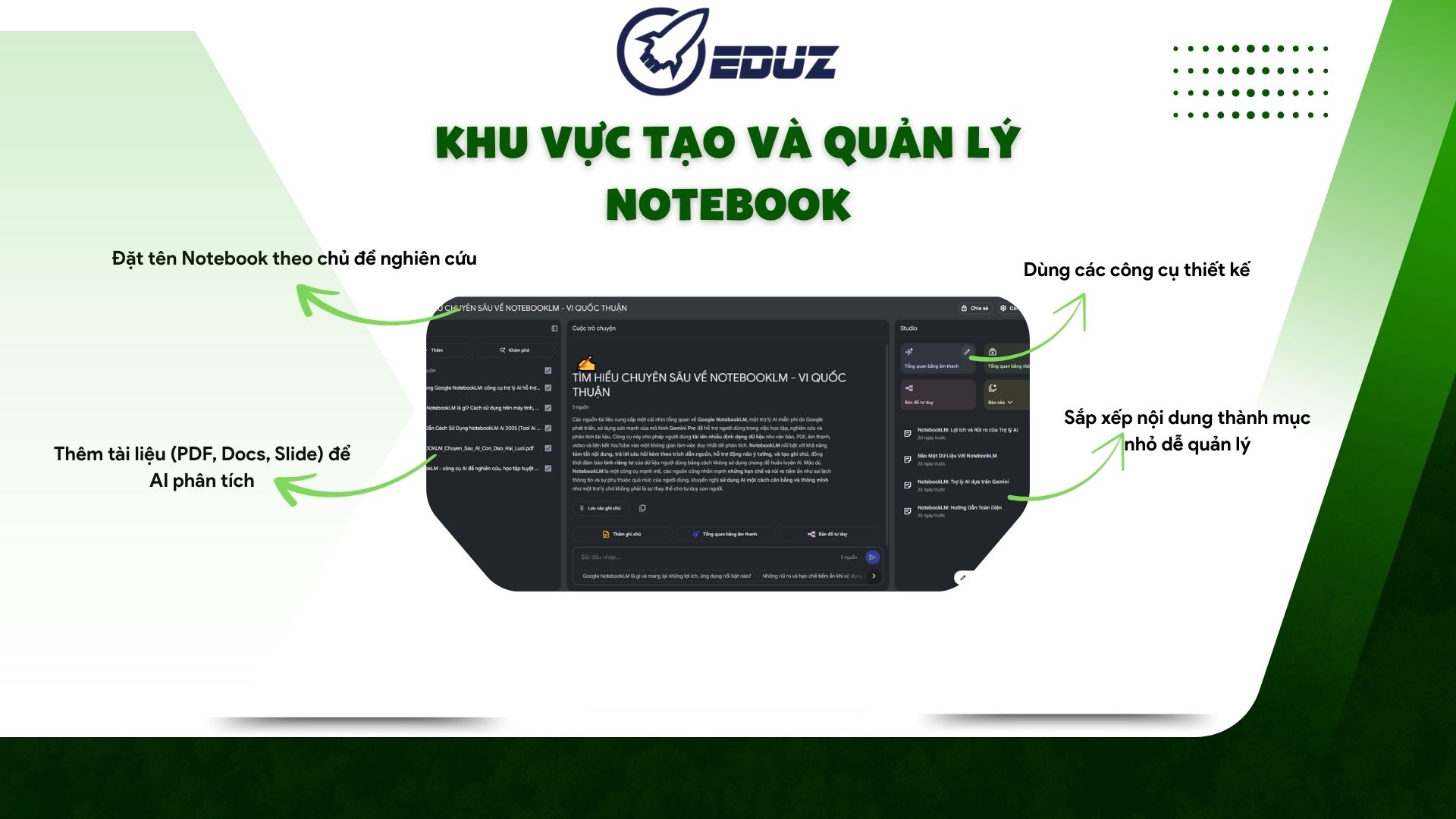 3. Khu vực tạo và quản lý Notebook