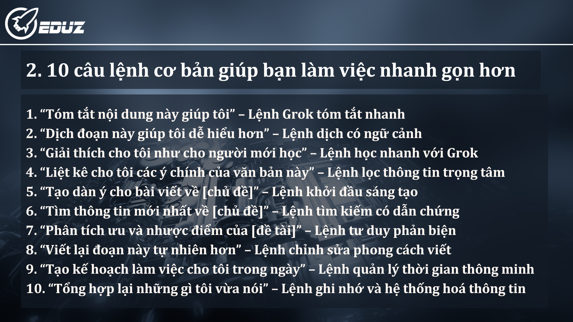 2. 10 câu lệnh cơ bản giúp bạn làm việc nhanh gọn hơn