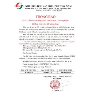 Chương Trình Tham Quan – Trải Nghiệm Kết Hợp Giáo Dục Kĩ Năng Sống